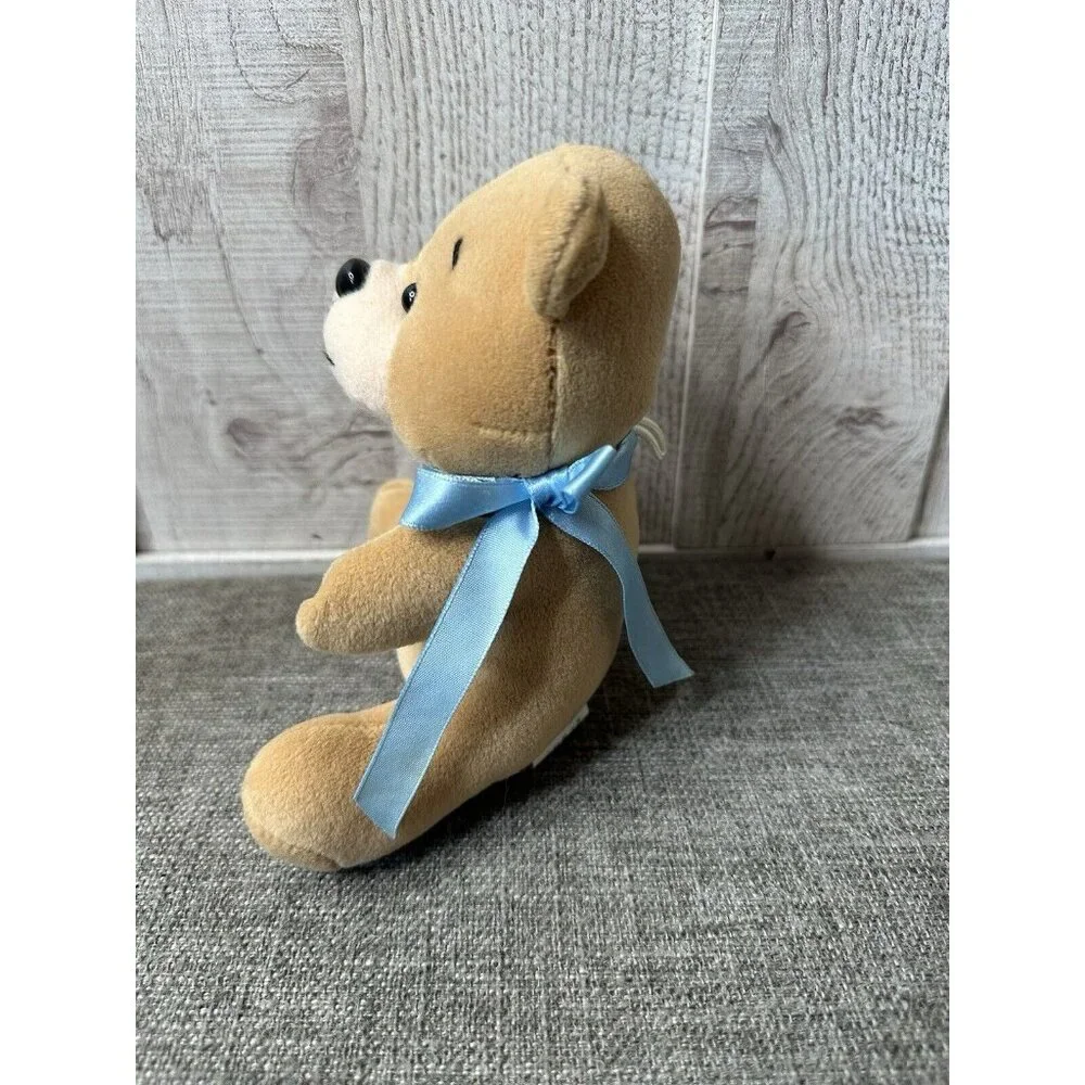Infantino It's a Boy Brown Teddy Bear Stuffed Plush Blue Ribbon